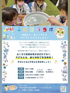 【ふくろうラボ 🥼🧪】

ペーパーだけでは
理解しきれない理科分野。

だからこそ、
“体験”で腑に落とす。

ふくろうラボは、見るだけではなく、
子どもたち自身が実験し、考え、言葉にし、楽しみながら学ぶ授業です✨

✔ なぜそうなるのか
✔ どう覚えると分かりやすいのか
✔ 実際に問題を解き、再現する

体験から理解、
そして定着までつなげます。
🌟受講後にレクチャーあり！

白衣・メガネ・名札でテンション⤴️
『めっちゃ楽しかった！全部行きたい✨』と子どもたちに大人気のイベントです❣️

この春、
好奇心と学力を同時に育てましょう❤️‍🔥

お友達を誘っての参加も◎
内部外部問わず、大歓迎です♪
ご参加お待ちしております✨

#年少
#年中
#年長
#ラボ
#小学校受験